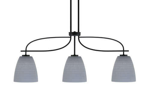 Cavella 3 Light Island Light Shown In Matte Black Finish With 8" Gray Matrix Glass (3936-MB-4072)