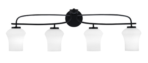 Cavella 4 Light Bath Bar Shown In Matte Black Finish With 5.5" Zilo White Linen Glass (3914-MB-681)