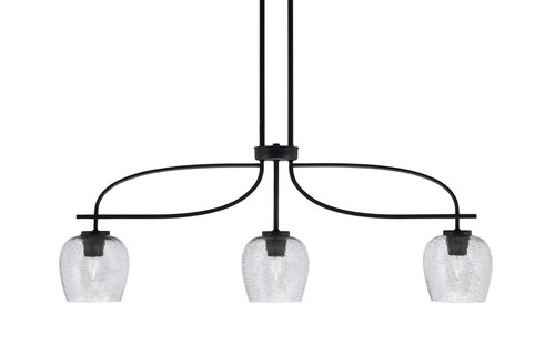 Cavella 3 Light Island Light Shown In Matte Black Finish With 6" Smoke Bubble Glass  (3936-MB-4812)