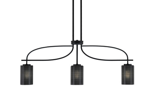 Cavella 3 Light Island Light Shown In Matte Black Finish With 4" Black Matrix Glass (3936-MB-4069)