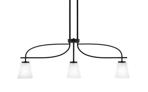 Cavella 3 Light Island Light Shown In Matte Black Finish With 4.5" Square White Muslin Glass (3936-MB-460)