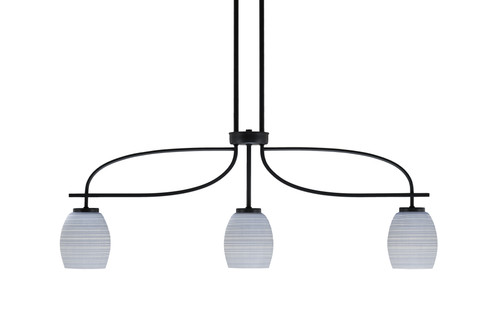 Cavella 3 Light Island Light Shown In Matte Black Finish With 5" Gray Matrix Glass (3936-MB-4022)