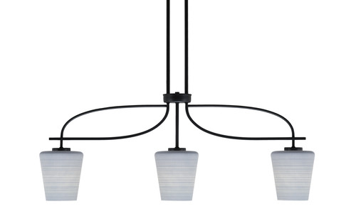 Cavella 3 Light Island Light Shown In Matte Black Finish With 6" Gray Matrix Glass (3936-MB-4032)