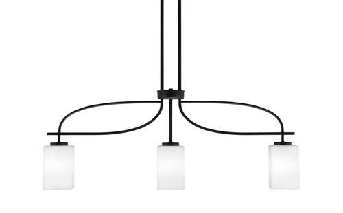 Cavella 3 Light Island Light Shown In Matte Black Finish With 4" Square White Muslin Glass (3936-MB-531)