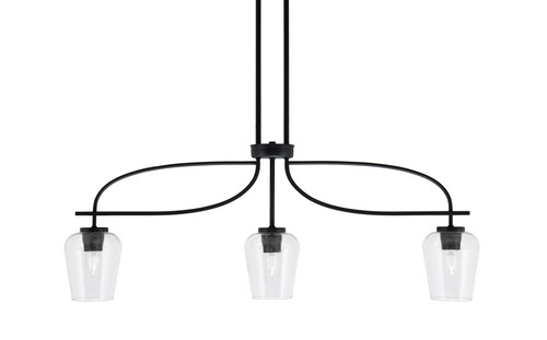 Cavella 3 Light Island Light Shown In Matte Black Finish With 5" Clear Bubble Glass (3936-MB-210)