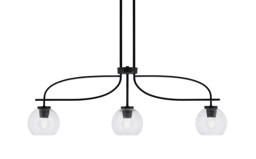 Cavella 3 Light Island Light Shown In Matte Black Finish With 5.75" Clear Bubble Glass (3936-MB-4100)