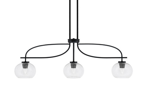 Cavella 3 Light Island Light Shown In Matte Black Finish With 7" Clear Bubble Glass (3936-MB-202)