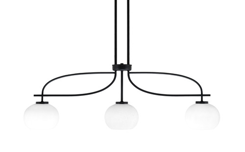 Cavella 3 Light Island Light Shown In Matte Black Finish With 7" White Muslin Glass (3936-MB-212)