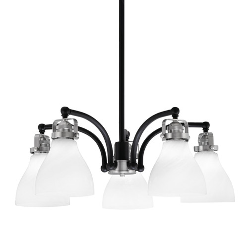 Easton Downlight, 5 Light, Chandelier Shown In Matte Black & Brushed Nickel Finish With 6.25" White Marble Glass  (1945-MBBN-4761)