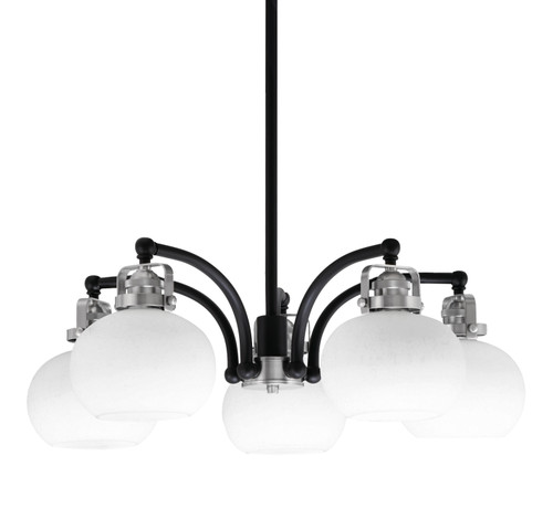 Easton Downlight, 5 Light, Chandelier Shown In Matte Black & Brushed Nickel Finish With 7" White Muslin Glass (1945-MBBN-212)
