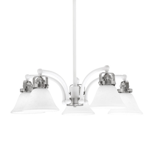 Easton Downlight, 5 Light, Chandelier Shown In White & Brushed Nickel Finish With 7" White Muslin Glass (1945-WHBN-311)