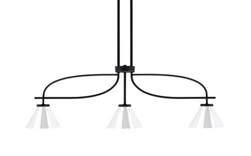 Cavella 3 Light Island Light Shown In Matte Black Finish With 7" Chrome Cone Metal Shades (3936-MB-421-CH)