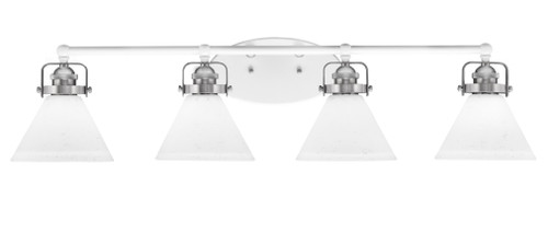 Easton 4 Light Bath Bar Shown In White & Brushed Nickel Finish With 7" White Muslin Glass (1934-WHBN-312)