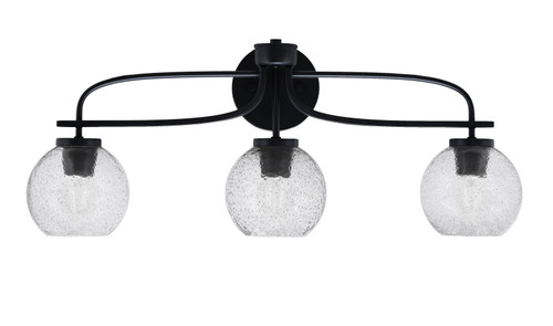 Cavella 3 Light Bath Bar Shown In Matte Black Finish With 5.75" Smoke Bubble Glass (3913-MB-4102)