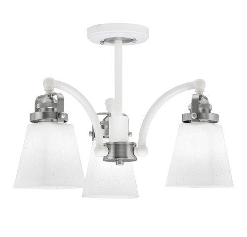 Easton 3 Light Semi-Flush Shown In White & Brushed Nickel Finish With 4.5" Square White Muslin Glass (1947-WHBN-460)