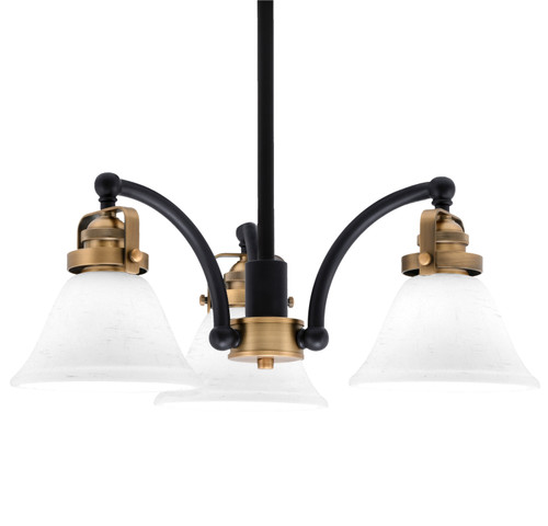 Easton Downlight, 3 Light, Chandelier Shown In Matte Black & Brass Finish With 7" White Muslin Glass (1943-MBBR-311)