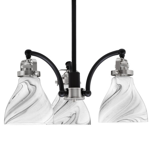 Easton Downlight, 3 Light, Chandelier Shown In Matte Black & Brushed Nickel Finish With 6.25" Onyx Swirl Glass (1943-MBBN-4769)