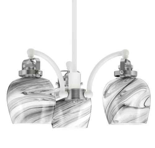 Easton Downlight, 3 Light, Chandelier Shown In White & Brushed Nickel Finish With 6" Onyx Swirl Glass (1943-WHBN-4819)