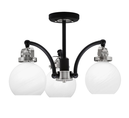 Easton 3 Light Semi-Flush Shown In Matte Black & Brushed Nickel Finish With 5.75" White Marble Glass (1947-MBBN-4101)