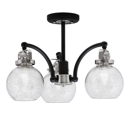 Easton 3 Light Semi-Flush Shown In Matte Black & Brushed Nickel Finish With 5.75" Smoke Bubble Glass (1947-MBBN-4102)
