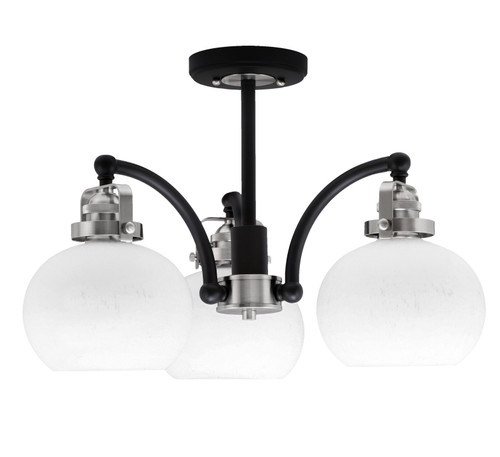 Easton 3 Light Semi-Flush Shown In Matte Black & Brushed Nickel Finish With 7" White Muslin Glass (1947-MBBN-212)