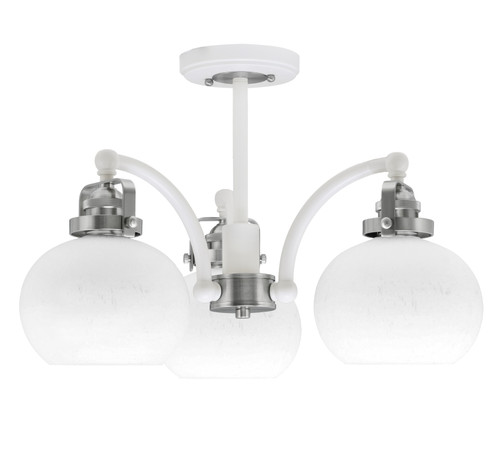 Easton 3 Light Semi-Flush Shown In White & Brushed Nickel Finish With 7" White Muslin Glass (1947-WHBN-212)