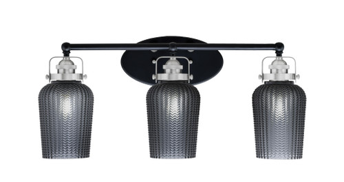 Easton 3 Light Bath Bar Shown In Matte Black & Brushed Nickel Finish With 5" Smoke Textured Glass (1933-MBBN-4252)
