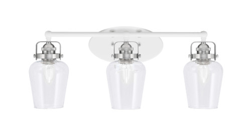 Easton 3 Light Bath Bar Shown In White & Brushed Nickel Finish With 5" Clear Bubble Glass (1933-WHBN-210)