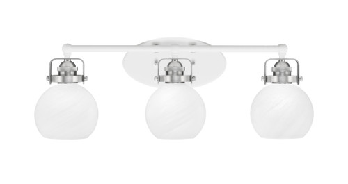 Easton 3 Light Bath Bar Shown In White & Brushed Nickel Finish With 5.75" White Marble Glass (1933-WHBN-4101)