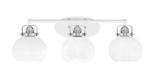 Easton 3 Light Bath Bar Shown In White & Brushed Nickel Finish With 7" White Muslin Glass (1933-WHBN-212)