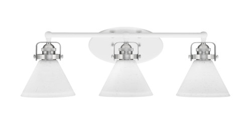 Easton 3 Light Bath Bar Shown In White & Brushed Nickel Finish With 7" White Muslin Glass (1933-WHBN-312)