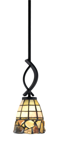 Cavella 1 Light Stem Mini Pendant Shown In Matte Black Finish With 7" Cobblestone Art Glass (3901-MB-9735)