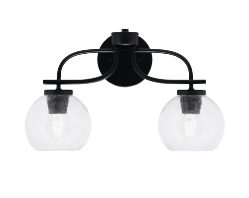 Cavella 2 Light Bath Bar In Matte Black Finish With 5.75" Clear Bubble Glass (3912-MB-4100)