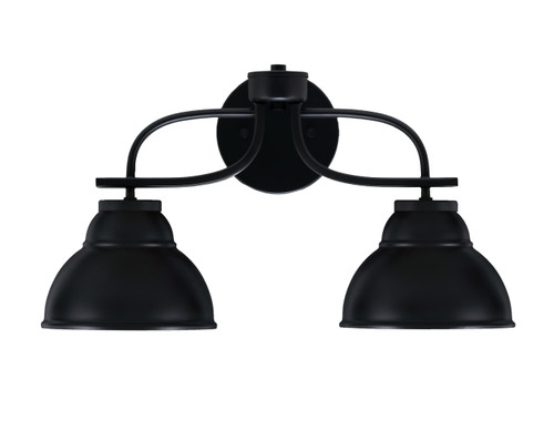 Cavella 2 Light Bath Bar In Matte Black Finish With 7" Matte Black Double Bubble Metal Shades (3912-MB-427-MB)