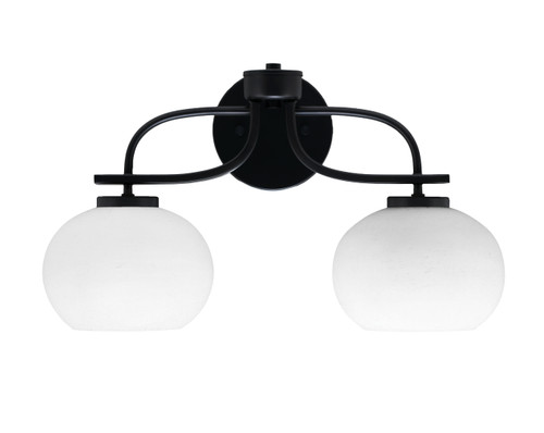 Cavella 2 Light Bath Bar In Matte Black Finish With 7" White Muslin Glass (3912-MB-212)