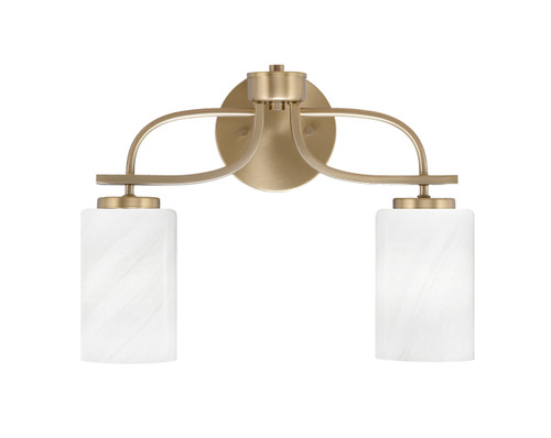 Cavella 2 Light Bath Bar Shown In New Age Brass Finish With 4" White Marble Glass (3912-NAB-3001)