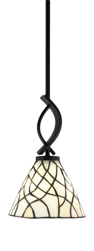 Cavella 1 Light Stem Mini Pendant Shown In Matte Black Finish With 7" Sandhill Art Glass (3901-MB-9115)