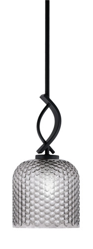 Cavella 1 Light Mini Pendant Shown In Matte Black Finish With 7" Smoke Textured Glass (3901-MB-4912)