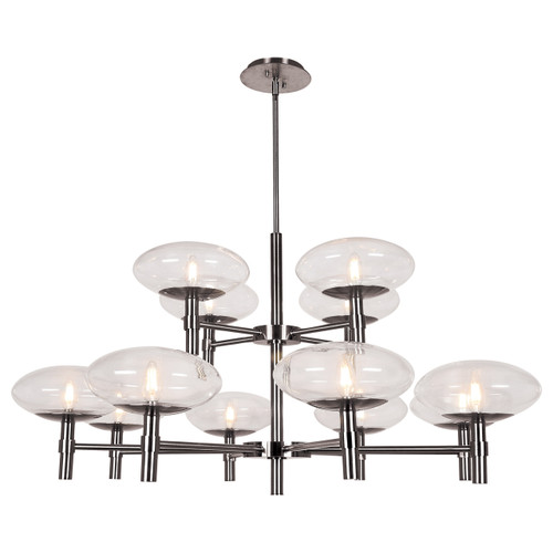 Grand Brushed Steel 12 Light LED Chandelier (52094LEDDLP-BS/CLR)