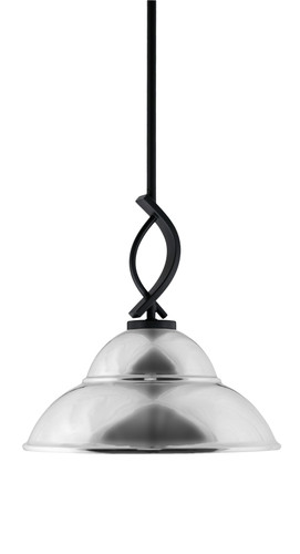 Cavella 1 Light Stem Mini Pendant Shown In Matte Black Finish With 13" Chrome Double Bubble Metal Shade (3901-MB-428-CH)