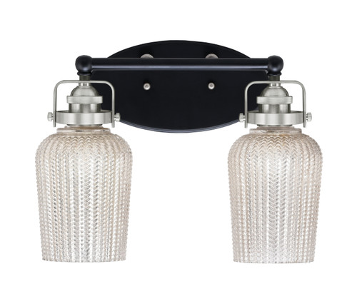 Easton 2 Light Bath Bar Shown In Matte Black & Brushed Nickel Finish With 5" Silver Textured Glass (1932-MBBN-4253)