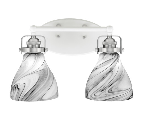 Easton 2 Light Bath Bar Shown In White & Brushed Nickel Finish With 6.25" Onyx Swirl Glass (1932-WHBN-4769)
