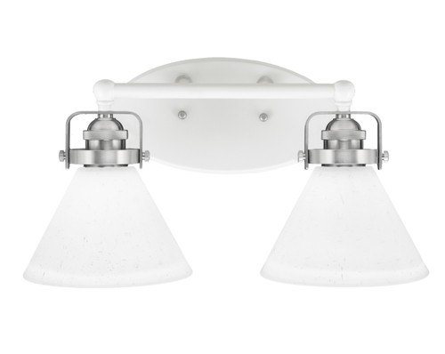 Easton 2 Light Bath Bar Shown In White & Brushed Nickel Finish With 7" White Muslin Glass (1932-WHBN-312)
