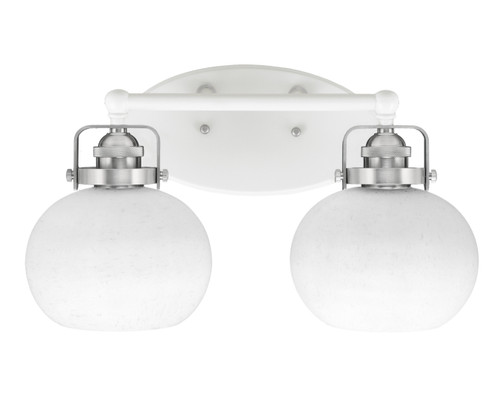 Easton 2 Light Bath Bar Shown In White & Brushed Nickel Finish With 7" White Muslin Glass (1932-WHBN-212)