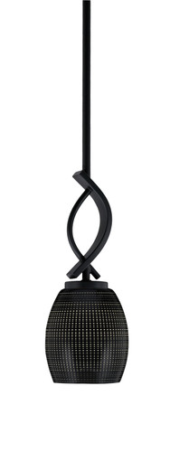Cavella 1 Light Stem Mini Pendant Shown In Matte Black Finish With 5" Black Matrix Glass (3901-MB-4029)