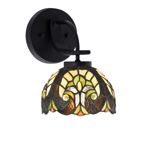 Cavella 1 Light Wall Sconce Shown In Matte Black Finish With 7" Ivory Cypress Art Glass (3911-MB-9945)