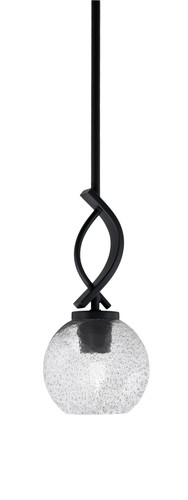 Cavella 1 Light Stem Mini Pendant Shown In Matte Black Finish With 5.75" Smoke Bubble Glass (3901-MB-4102)