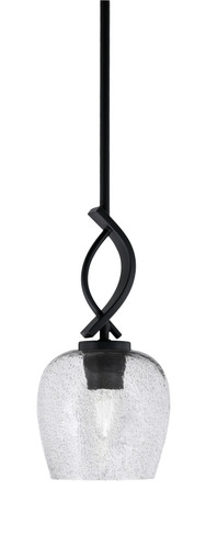 Cavella 1 Light Stem Mini Pendant Shown In Matte Black Finish With 6" Smoke Bubble Glass  (3901-MB-4812)