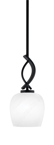 Cavella 1 Light Stem Mini Pendant Shown In Matte Black Finish With 6" White Marble Glass (3901-MB-4811)