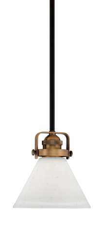 Easton 1 Light Mini Pendant Shown In Matte Black & Brass Finish With 7" White Muslin Glass (1941-MBBR-312)